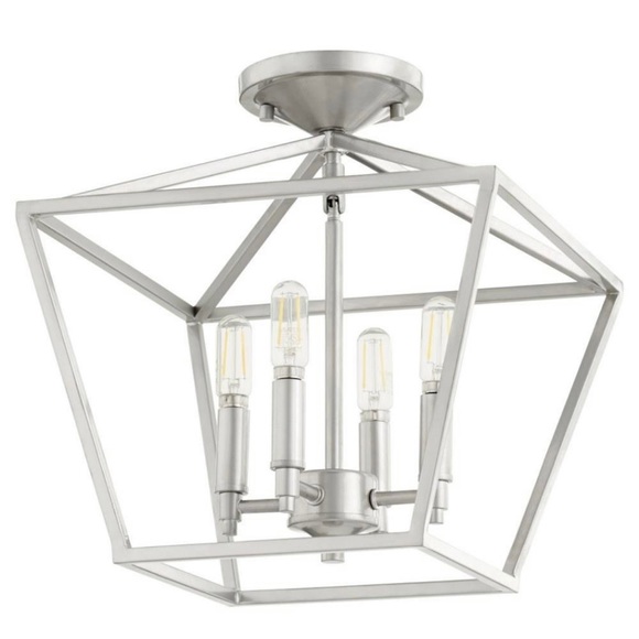 QUORUM Gabriel 4-Light Semi Flush Mount, Classic Nickel - Picture 2 of 4